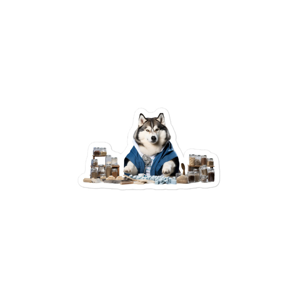 Alaskan Malamute Pharmacist Sticker - Stickerfy.ai