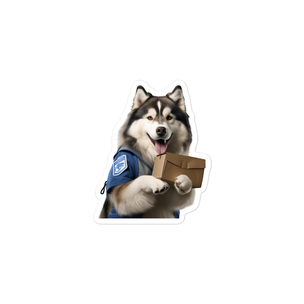 Alaskan Malamute Mail Carrier Sticker - Stickerfy.ai