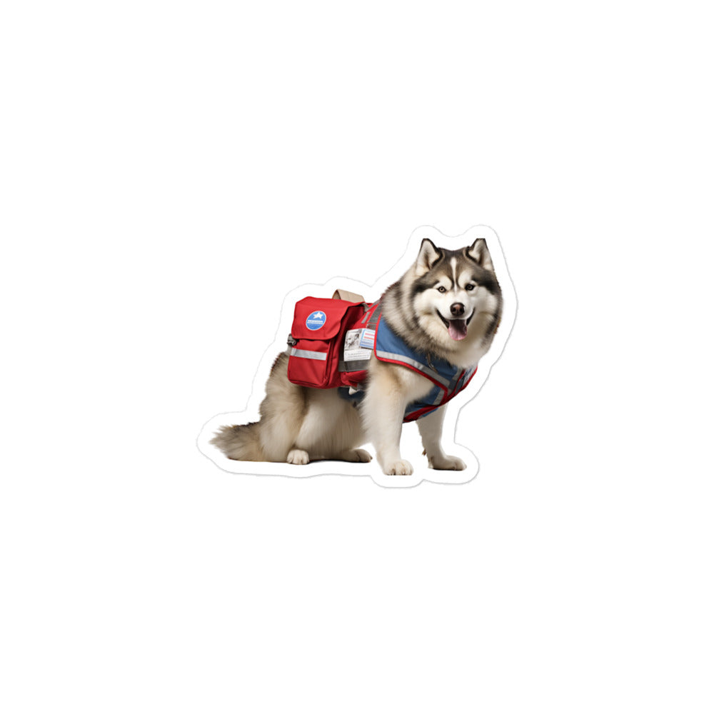 Alaskan Malamute Mail Carrier Sticker - Stickerfy.ai