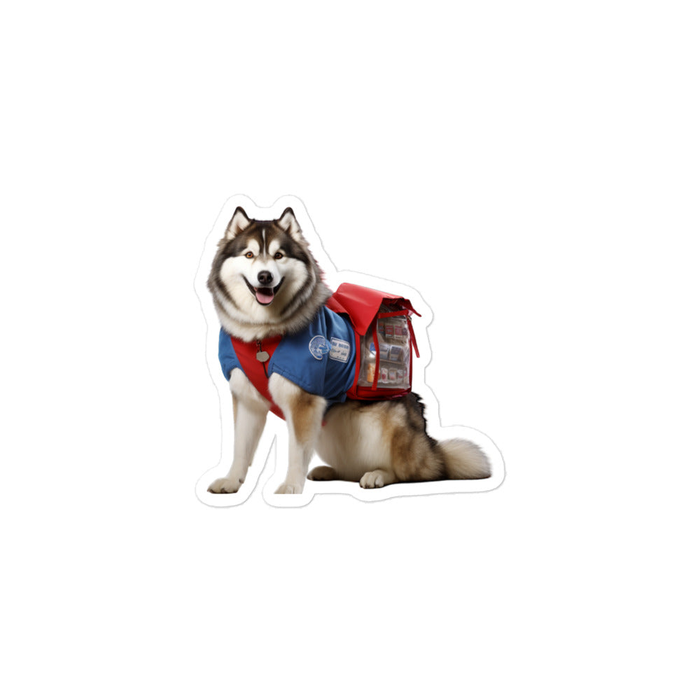 Alaskan Malamute Mail Carrier Sticker - Stickerfy.ai