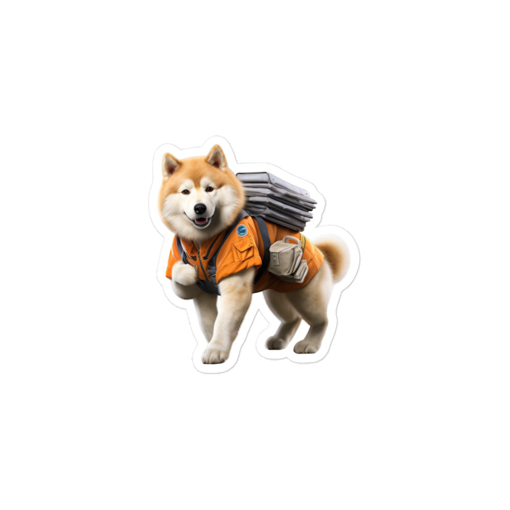 Akita Mail Carrier Sticker - Stickerfy.ai