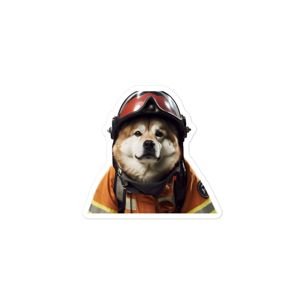 Akita Firefighter Sticker - Stickerfy.ai