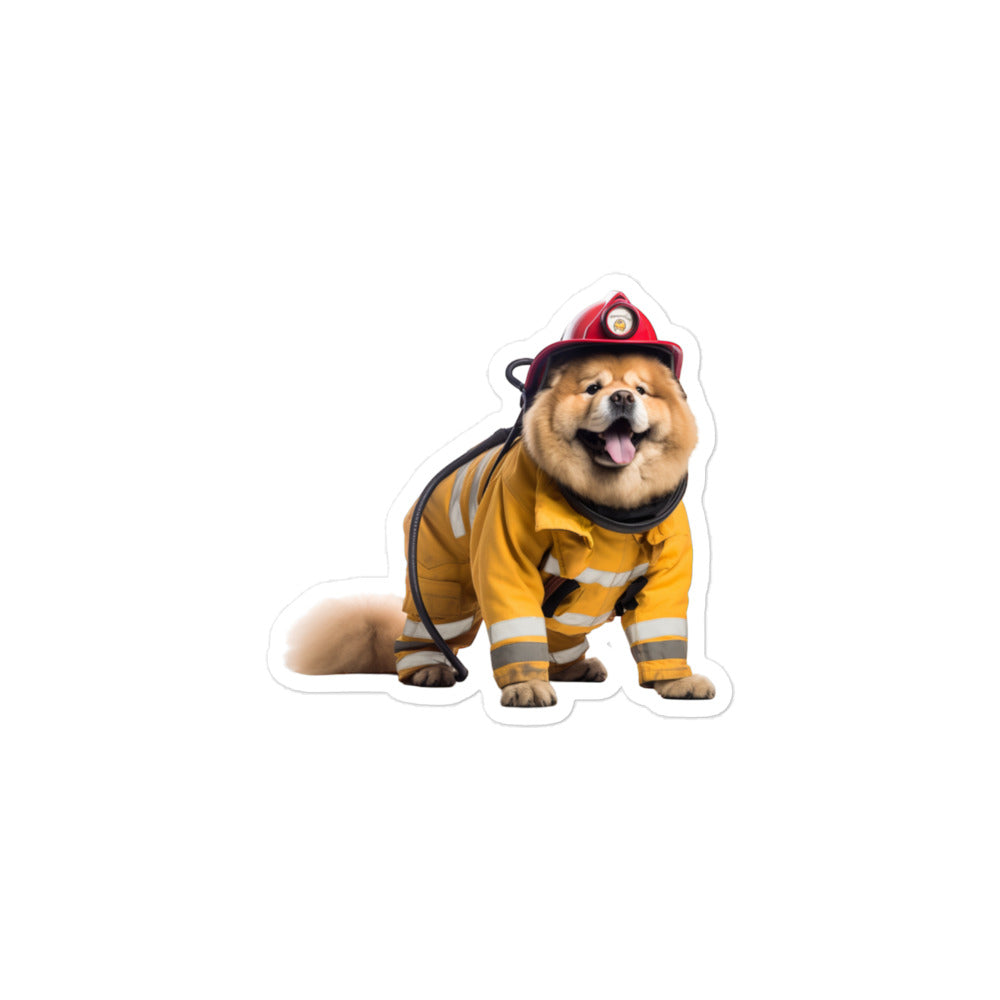 Chow Chow Firefighter Sticker - Stickerfy.ai