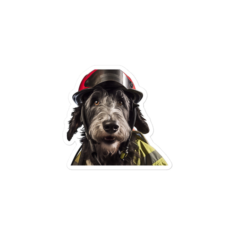 Scottish Deerhound Firefighter Sticker - Stickerfy.ai