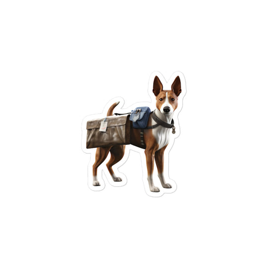 Basenji Mail Carrier Sticker - Stickerfy.ai