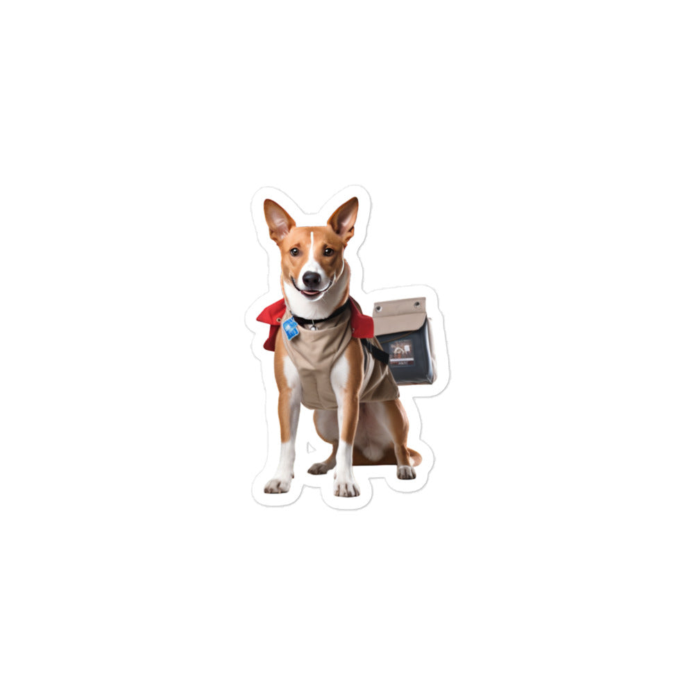 Basenji Mail Carrier Sticker - Stickerfy.ai