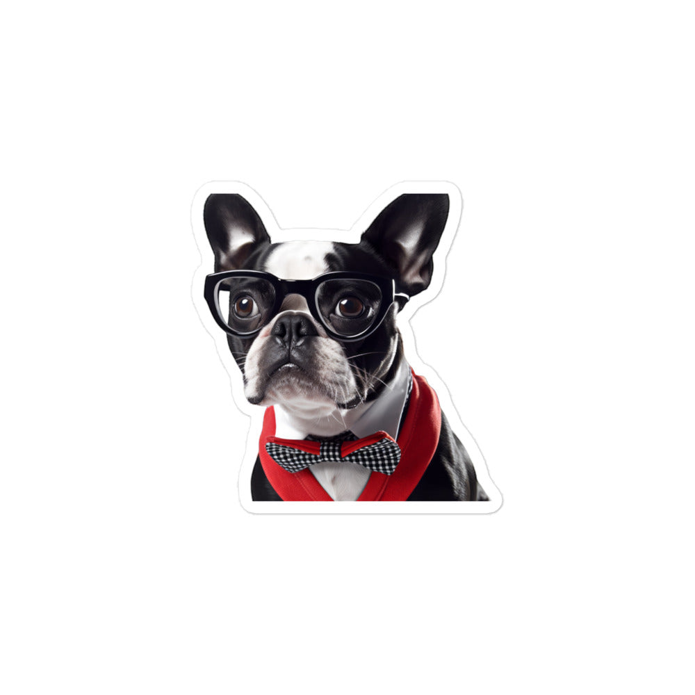 Boston Terrier Student Sticker - Stickerfy.ai
