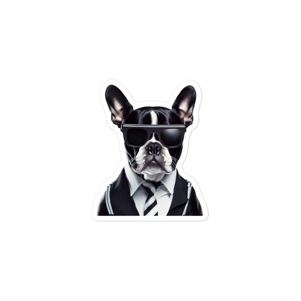 Boston Terrier Security Officer Sticker - Stickerfy.ai