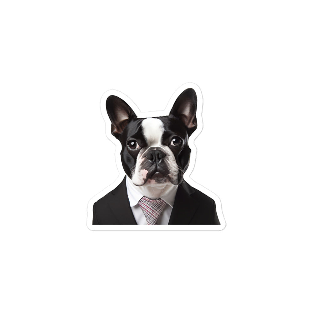 Boston Terrier Sales Consultant Sticker - Stickerfy.ai