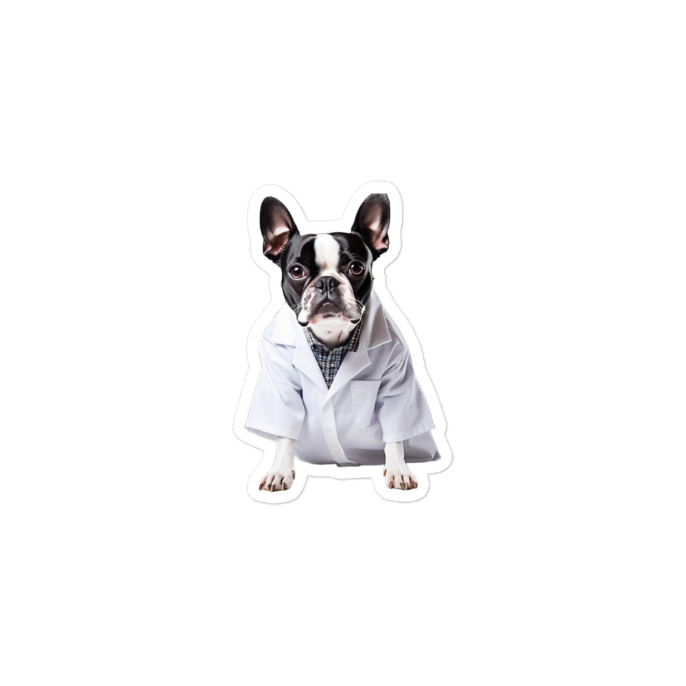 Boston Terrier Pharmacist Sticker - Stickerfy.ai