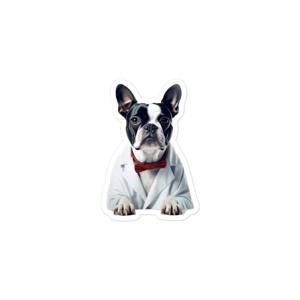 Boston Terrier Pharmacist Sticker - Stickerfy.ai