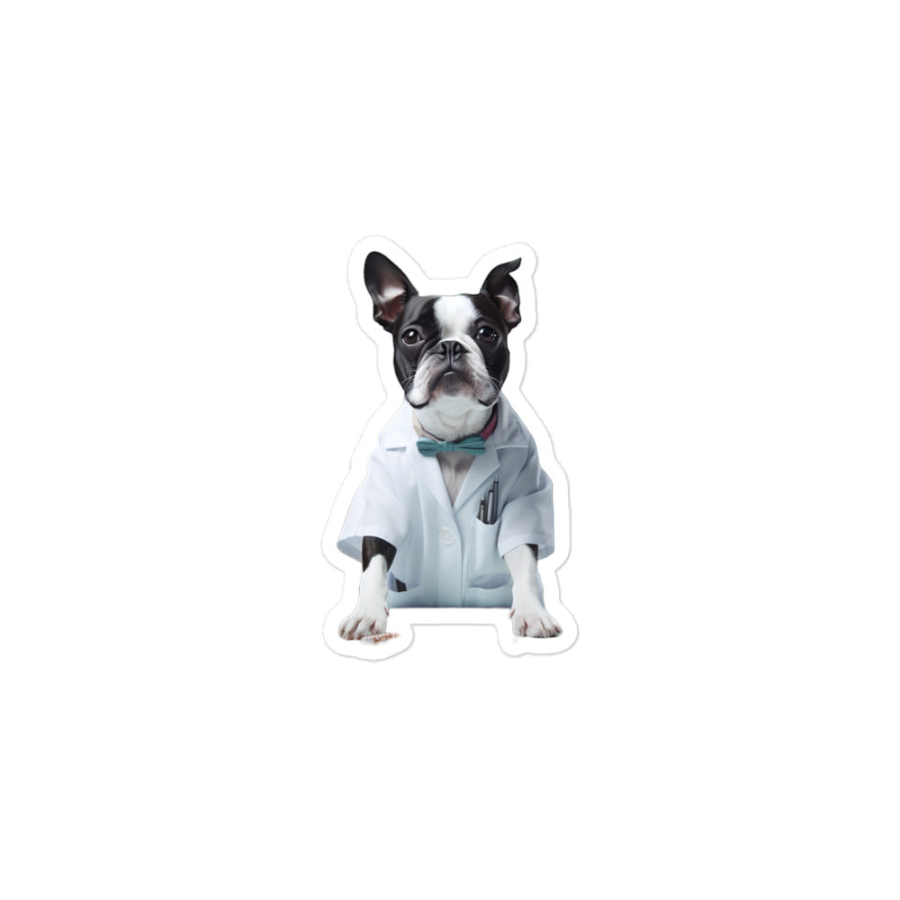 Boston Terrier Pharmacist Sticker - Stickerfy.ai