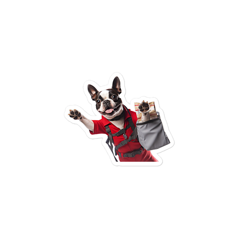 Boston Terrier Mail Carrier Sticker - Stickerfy.ai