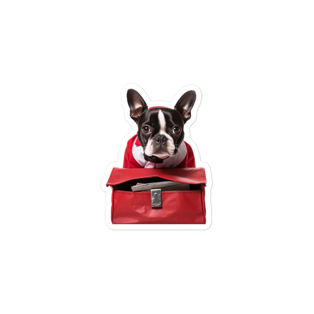 Boston Terrier Mail Carrier Sticker - Stickerfy.ai