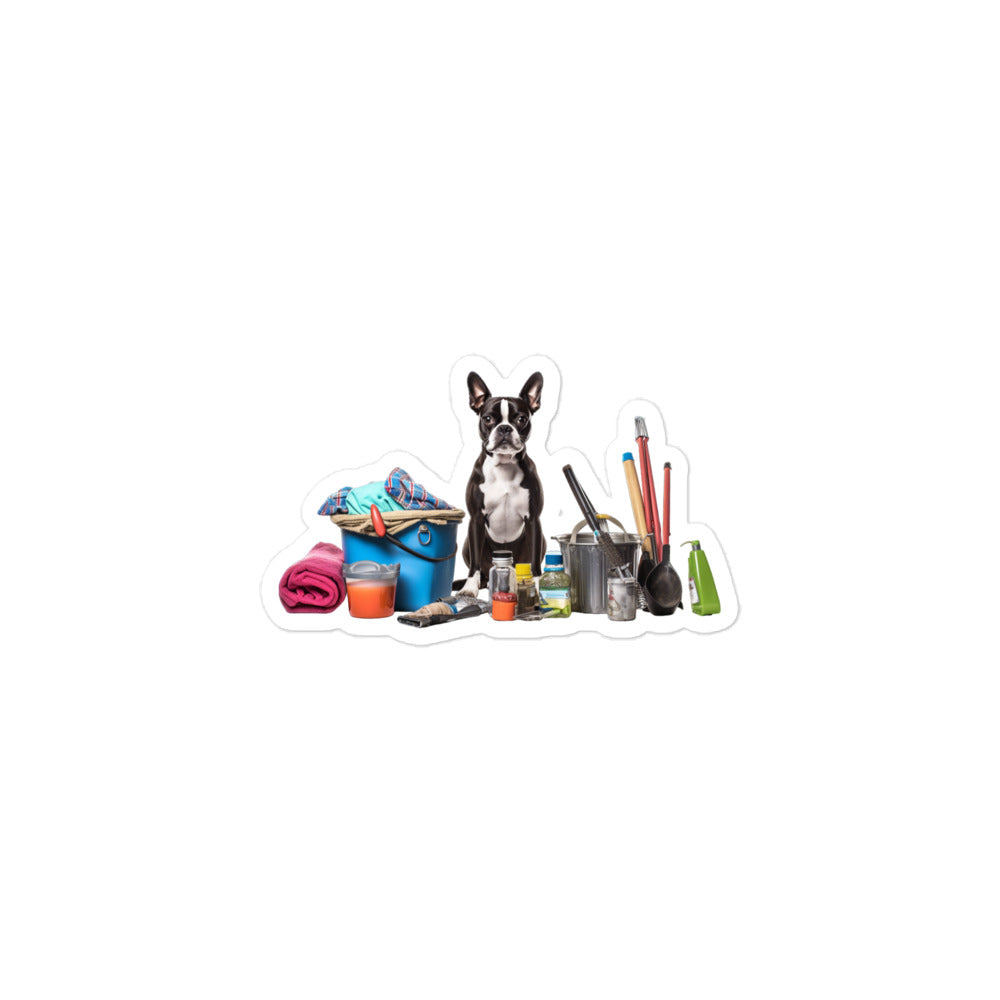 Boston Terrier Janitor Sticker - Stickerfy.ai