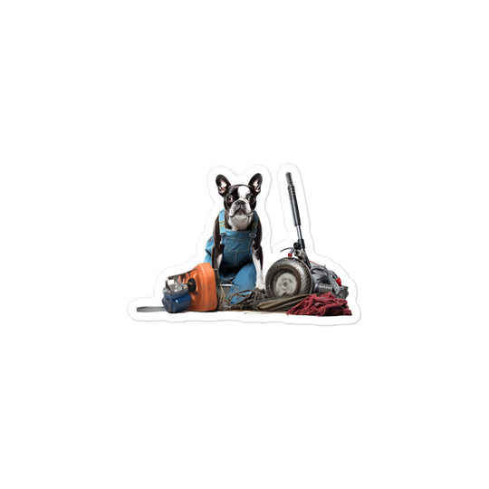Boston Terrier Janitor Sticker - Stickerfy.ai