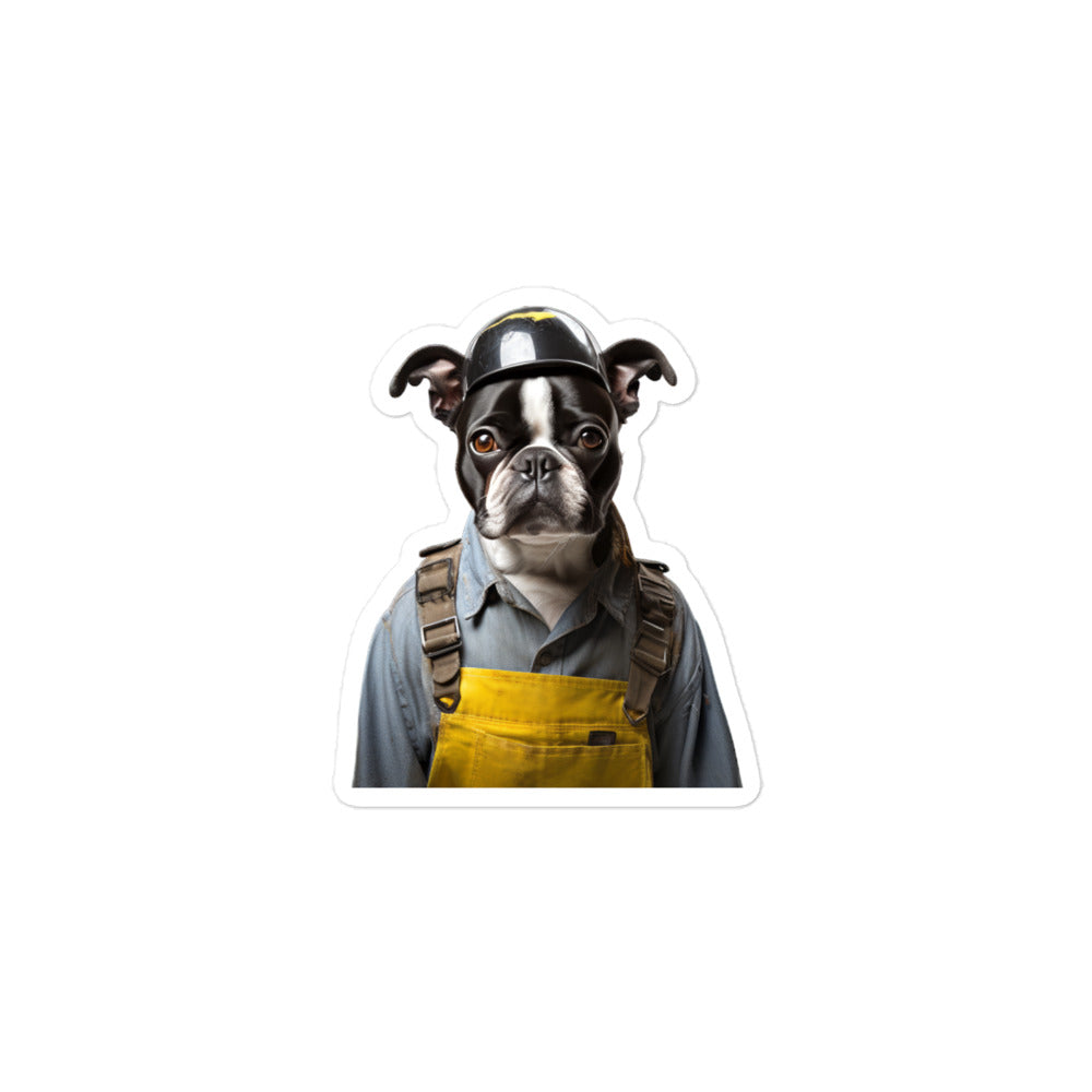 Boston Terrier Janitor Sticker - Stickerfy.ai