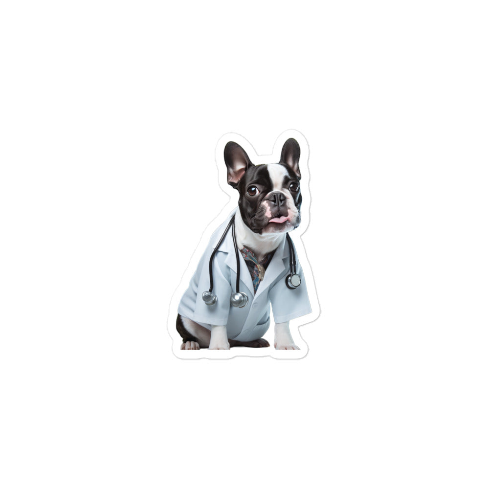 Boston Terrier Doctor Sticker - Stickerfy.ai