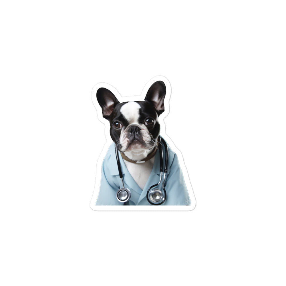 Boston Terrier Doctor Sticker - Stickerfy.ai