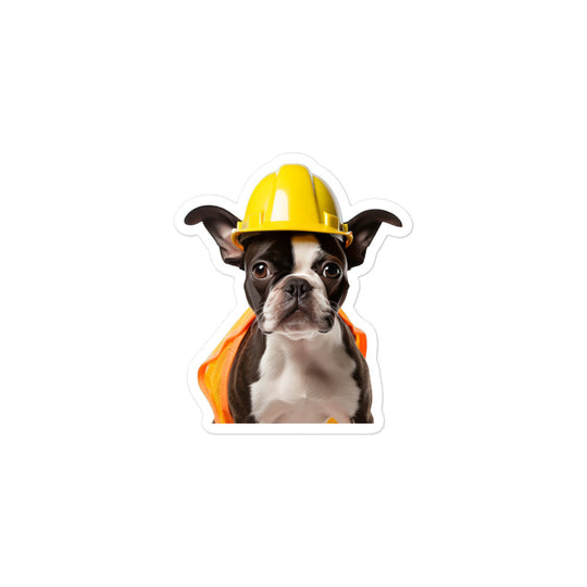 Boston Terrier Contractor Sticker - Stickerfy.ai