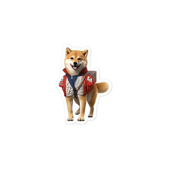 Shiba Inu Mail Carrier Sticker - Stickerfy.ai