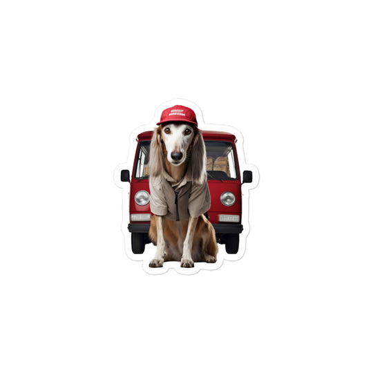 Saluki Mail Carrier Sticker - Stickerfy.ai