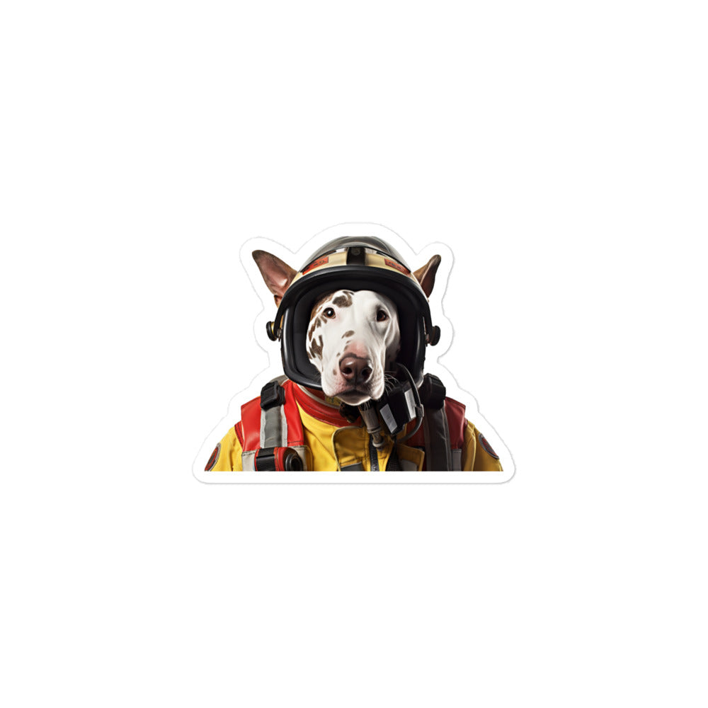 Bull Terrier Firefighter Sticker - Stickerfy.ai