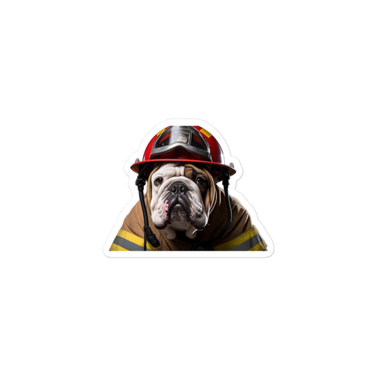 Bulldog Firefighter Sticker - Stickerfy.ai