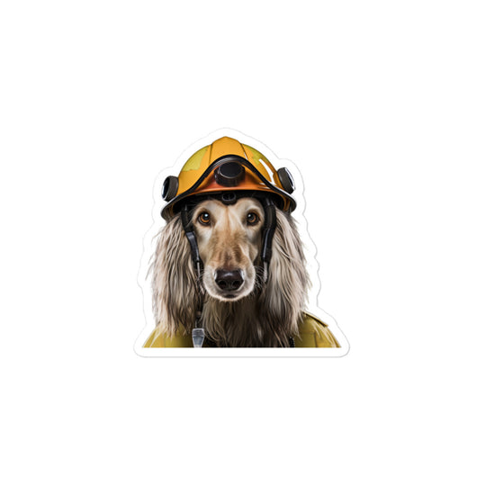 Afghan Hound Firefighter Sticker - Stickerfy.ai