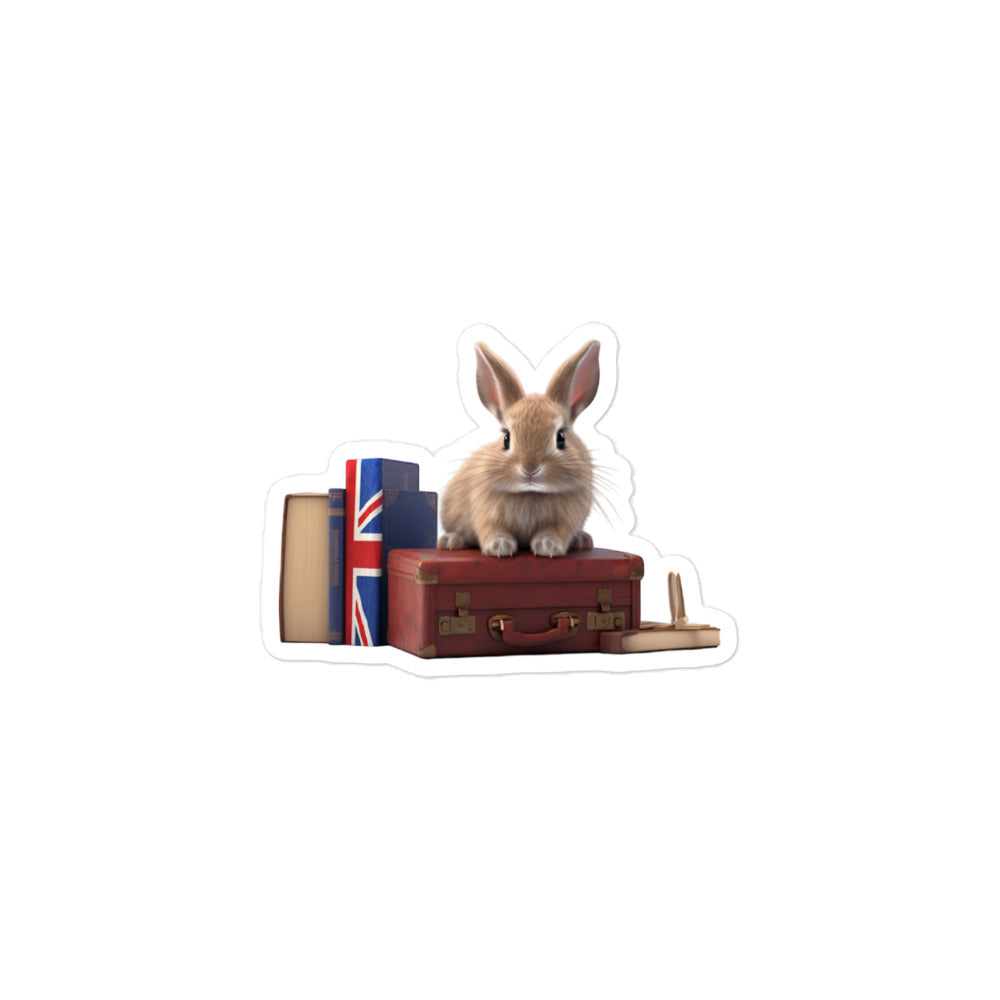 Britannia Petite Enthusiastic Student Bunny Sticker - Stickerfy.ai