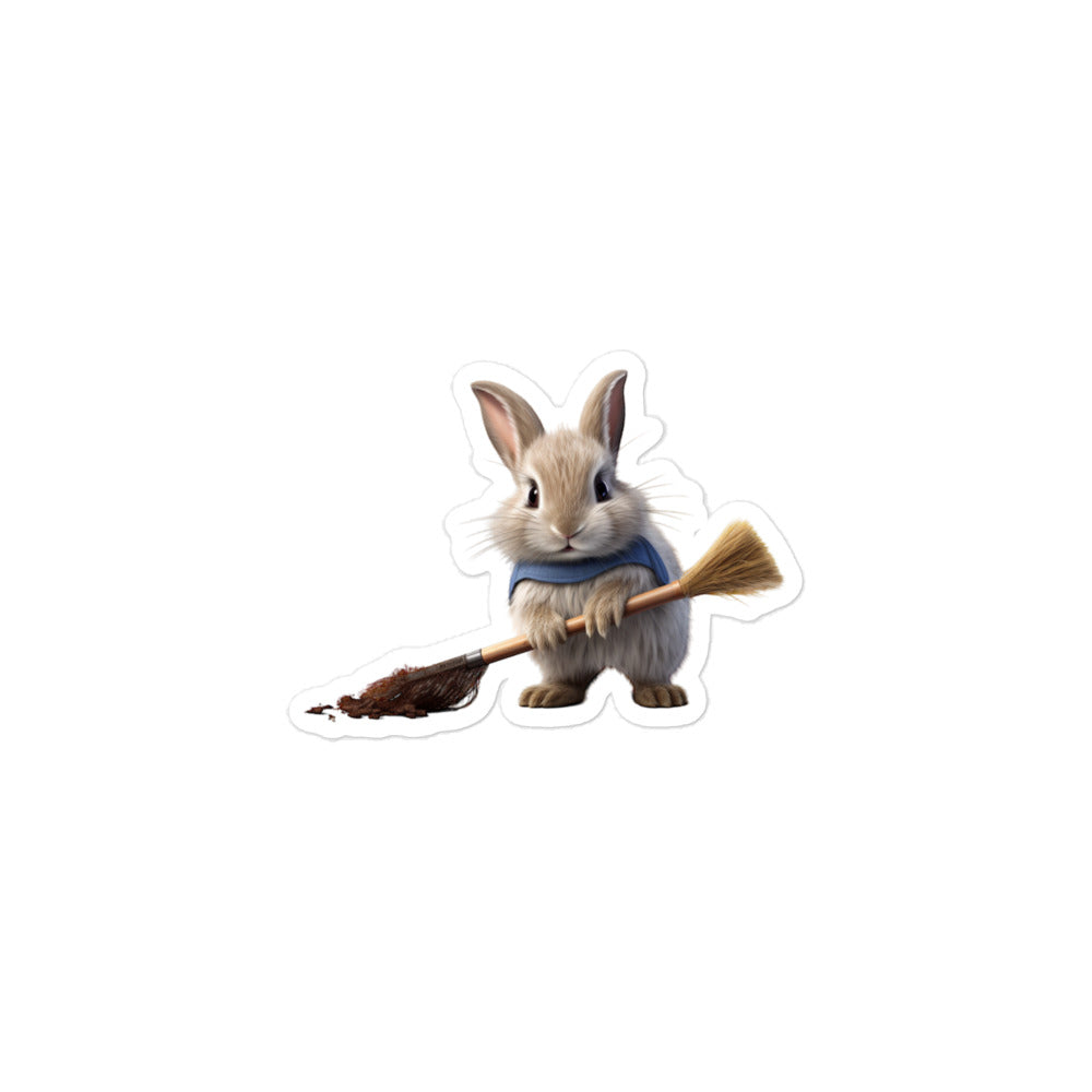 Britannia Petite Diligent Janitor Bunny Sticker - Stickerfy.ai