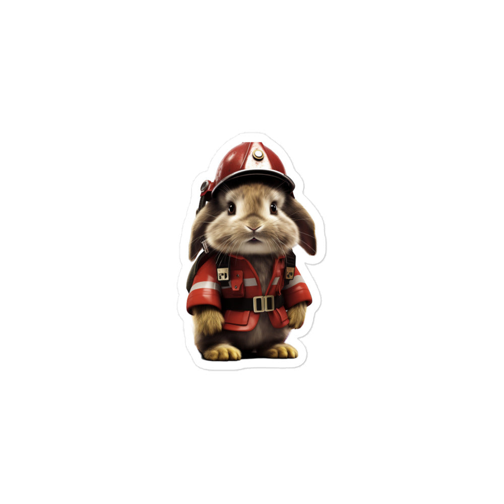 Britannia Petite Brave Firefighter Bunny Sticker - Stickerfy.ai