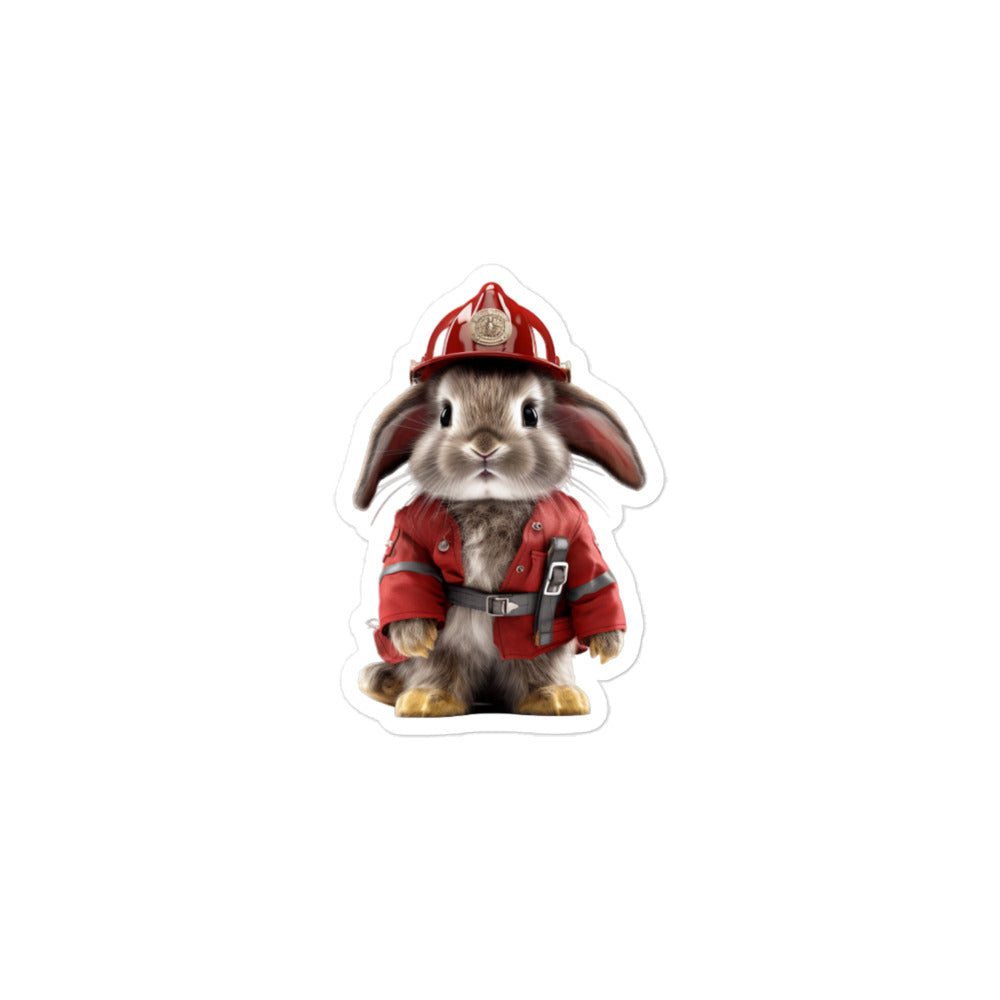 Britannia Petite Brave Firefighter Bunny Sticker - Stickerfy.ai