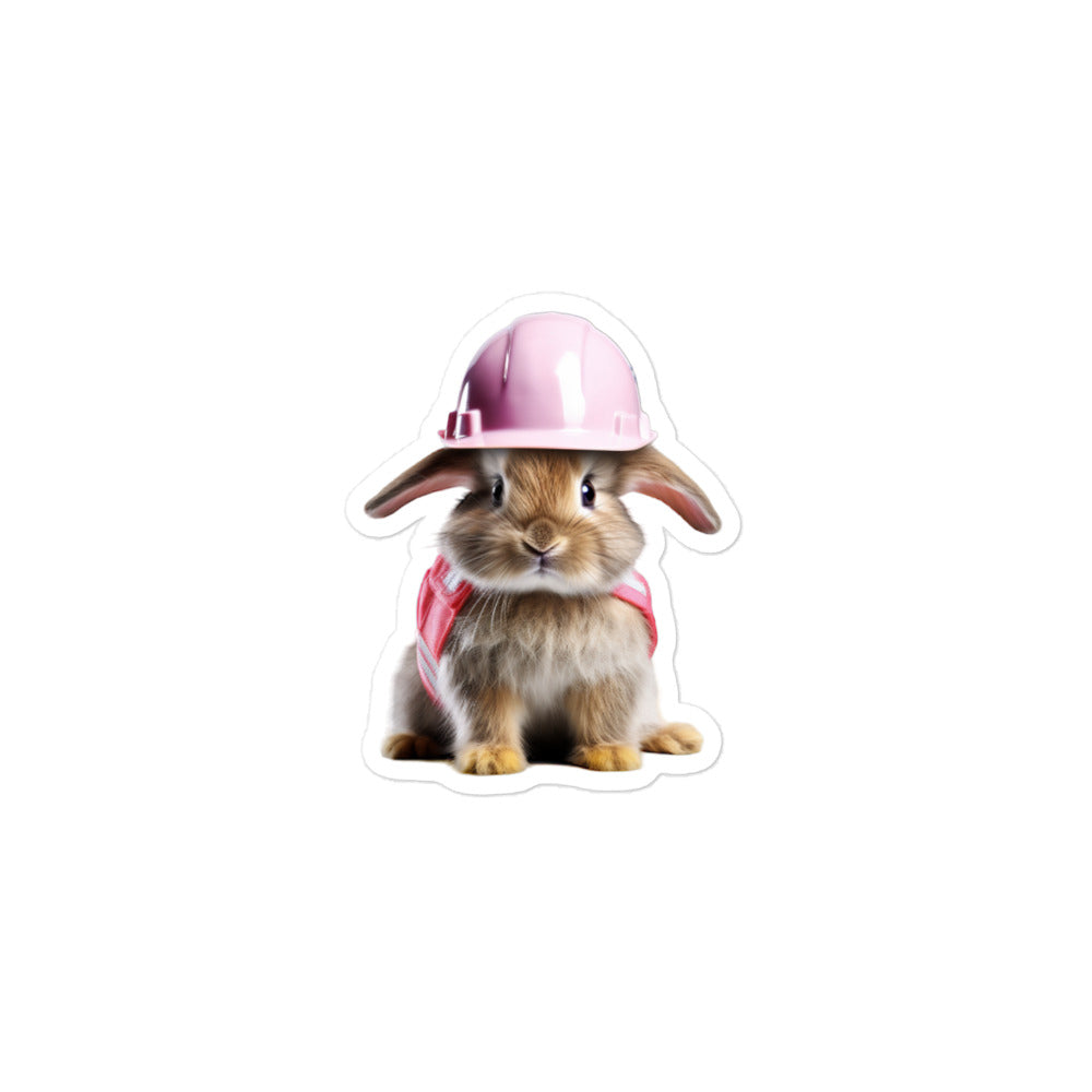 Britannia Petite Contractor Bunny Sticker - Stickerfy.ai