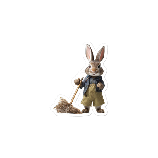 Britannia Petite Diligent Janitor Bunny Sticker - Stickerfy.ai