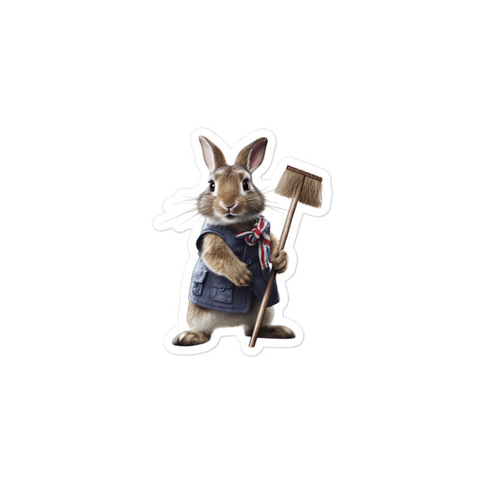 Britannia Petite Diligent Janitor Bunny Sticker - Stickerfy.ai