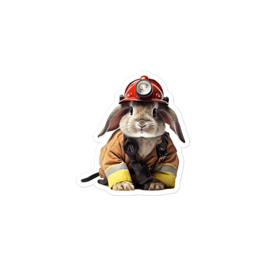 American Brave Firefighter Bunny Sticker - Stickerfy.ai