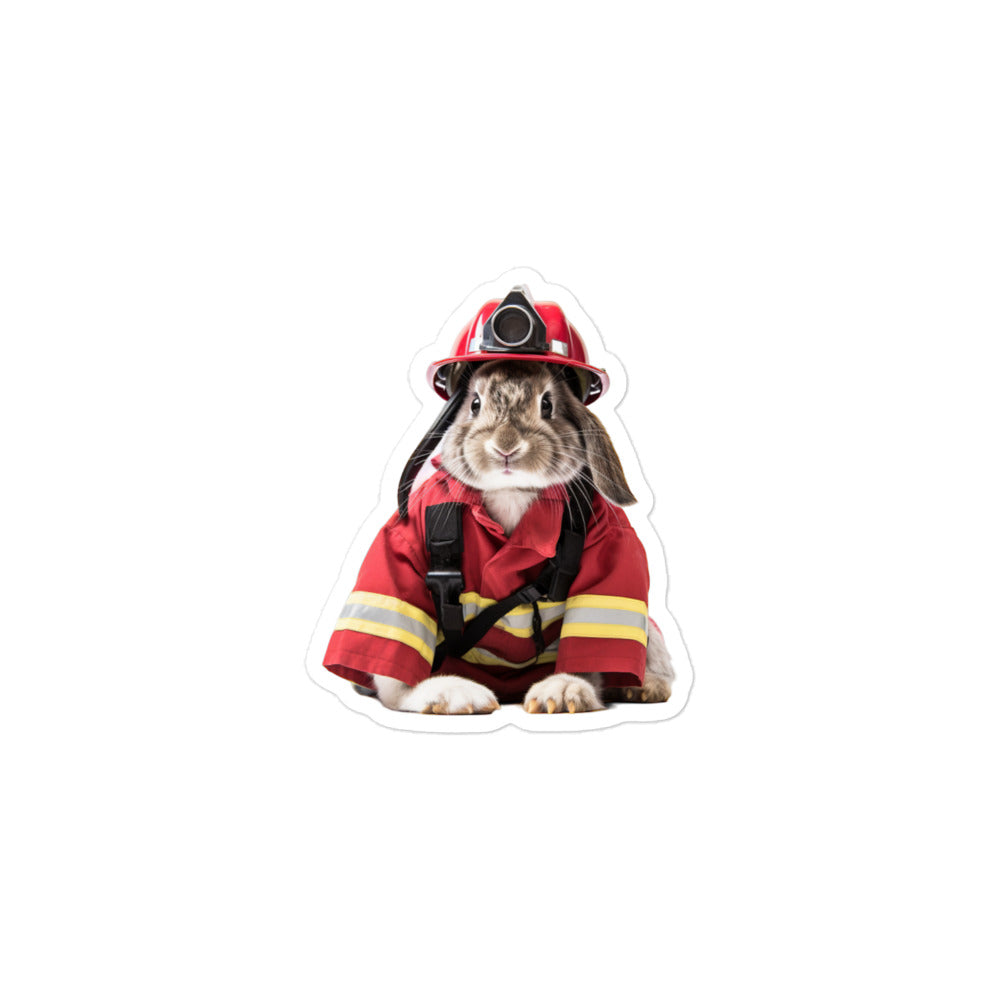 American Brave Firefighter Bunny Sticker - Stickerfy.ai