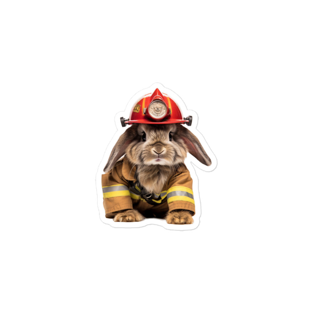 American Fuzzy Lop Brave Firefighter Bunny Sticker - Stickerfy.ai