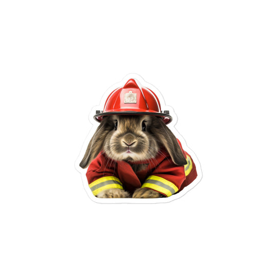 American Fuzzy Lop Brave Firefighter Bunny Sticker - Stickerfy.ai