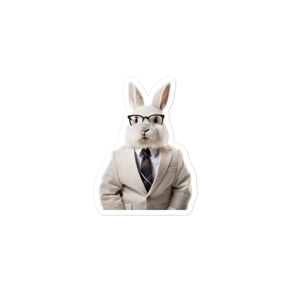 Angora Persuasive Sales Bunny Sticker - Stickerfy.ai