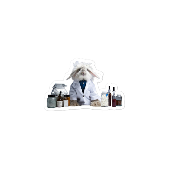 Angora Knowledgeable Pharmacist Bunny Sticker - Stickerfy.ai