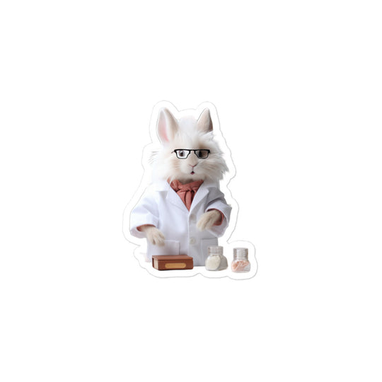 Angora Knowledgeable Pharmacist Bunny Sticker - Stickerfy.ai