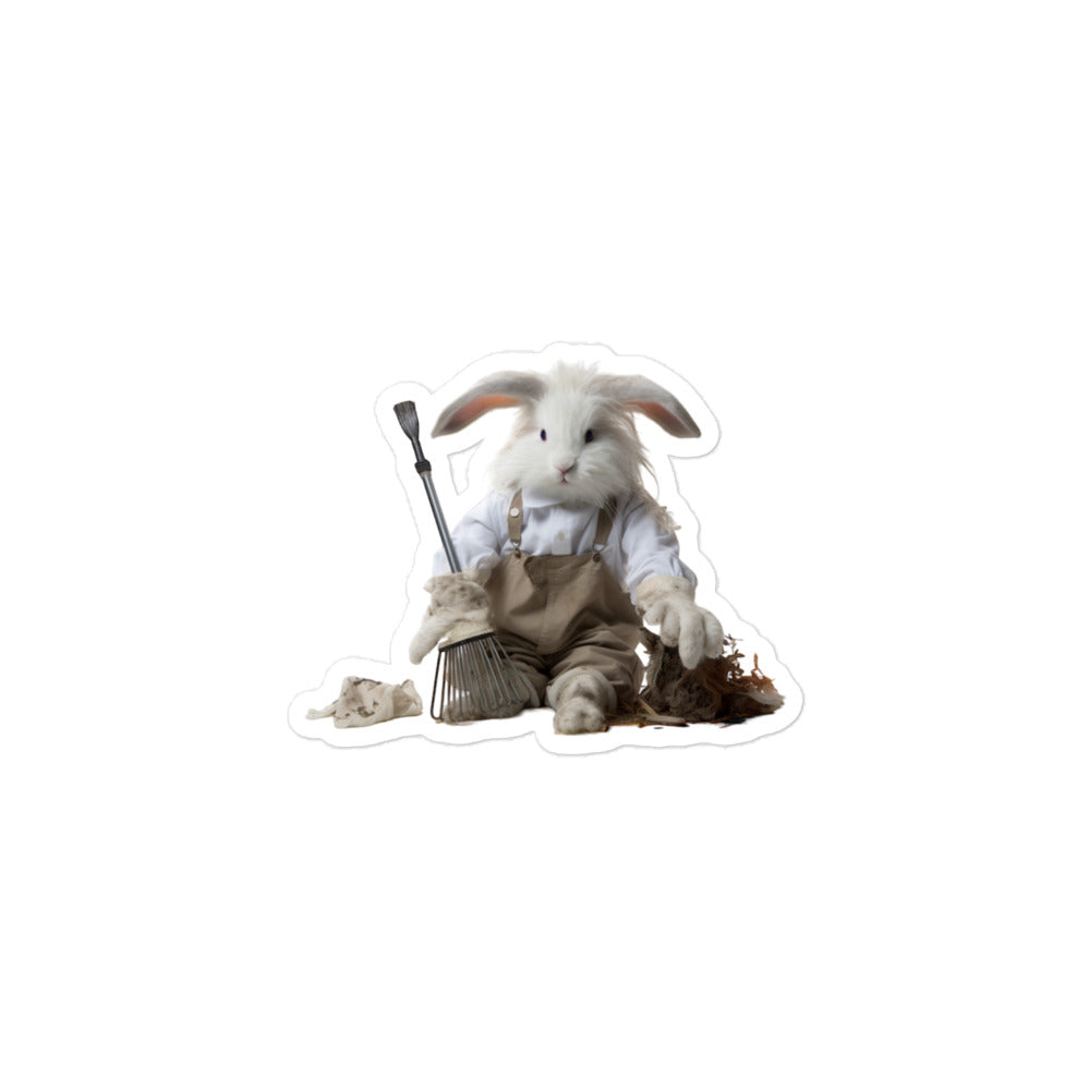 Angora Diligent Janitor Bunny Sticker - Stickerfy.ai