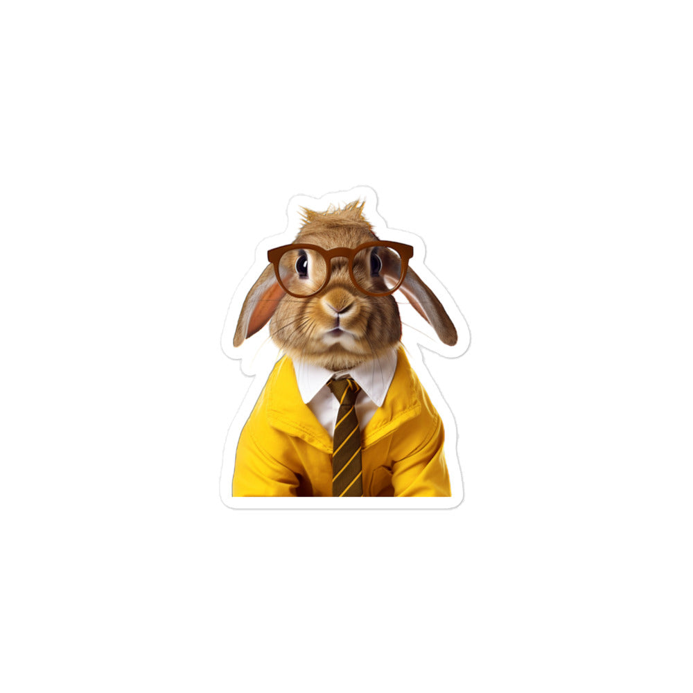 Belgian Hare Enthusiastic Student Bunny Sticker - Stickerfy.ai