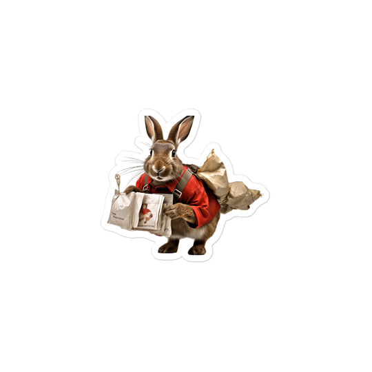 Belgian Hare Mail Carrier Bunny Sticker - Stickerfy.ai