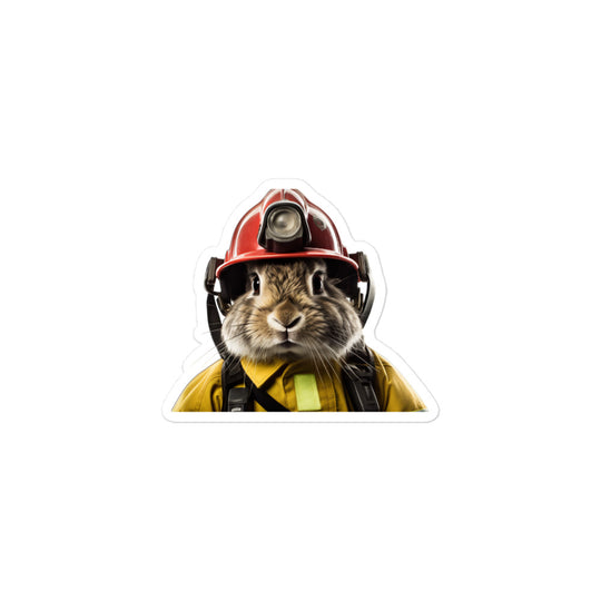 Belgian Hare Brave Firefighter Bunny Sticker - Stickerfy.ai