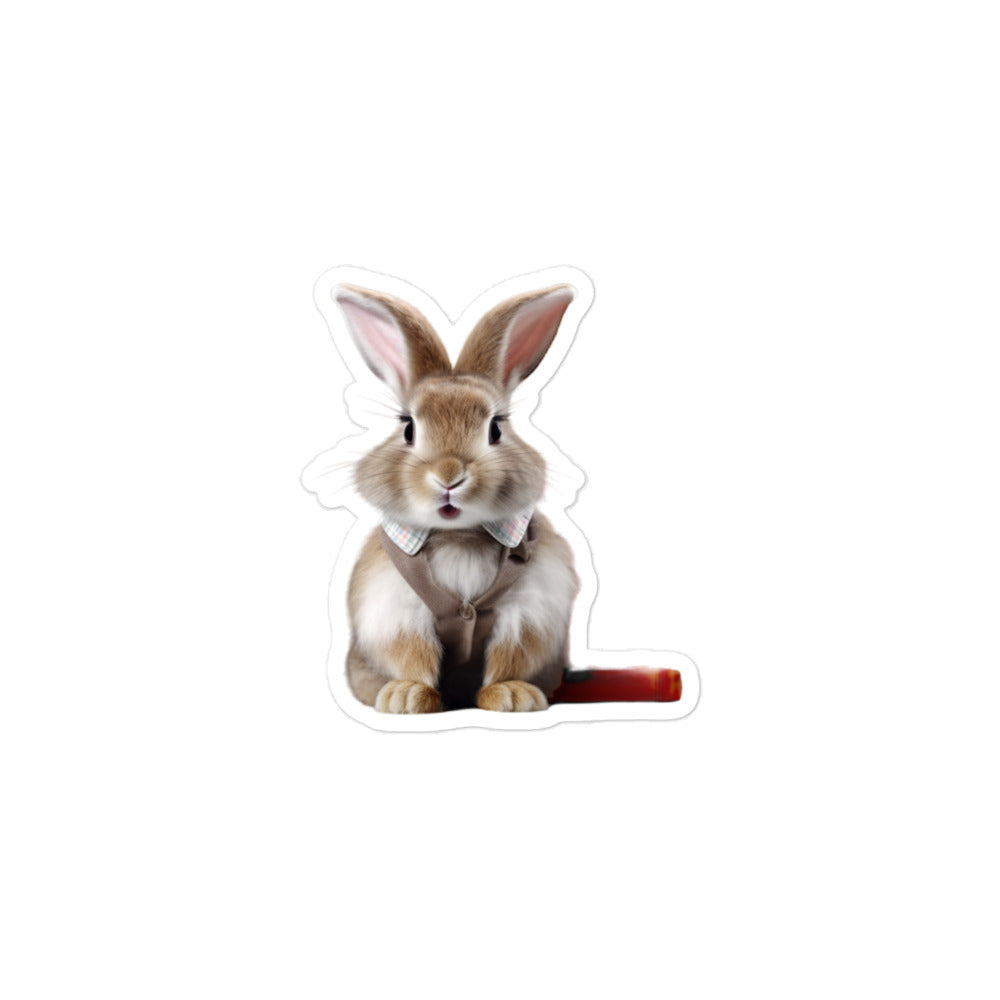Beveren Enthusiastic Student Bunny Sticker - Stickerfy.ai
