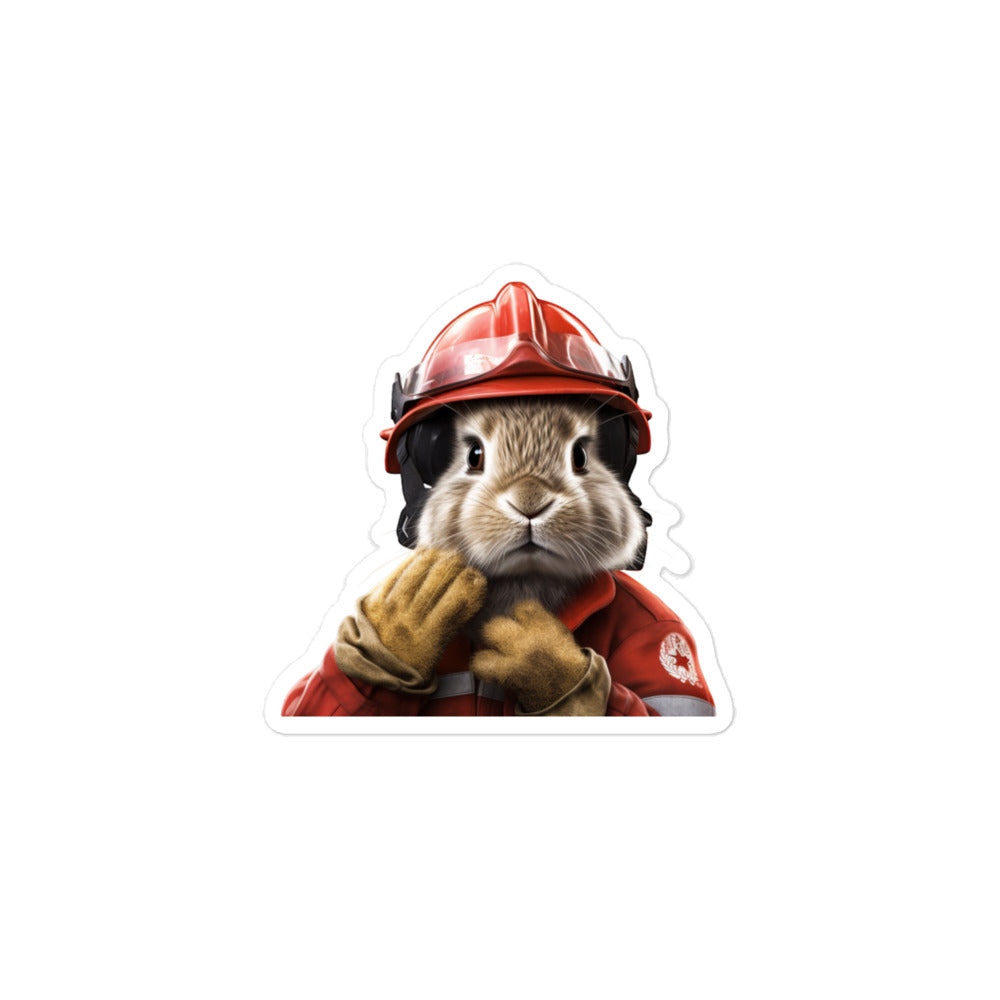 Beveren Brave Firefighter Bunny Sticker - Stickerfy.ai