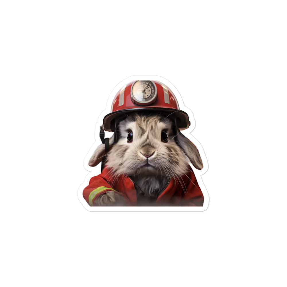 Beveren Brave Firefighter Bunny Sticker - Stickerfy.ai